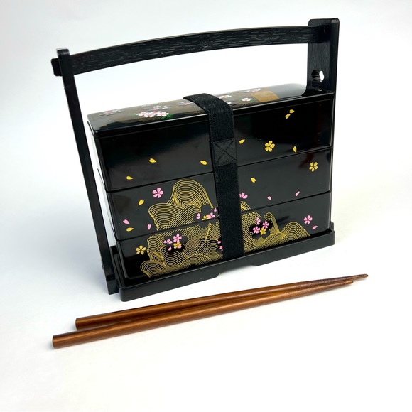 Lacquerware Japanese Bento Lunch Box 3 Layer Container Made In Japan - Picture 1 of 7